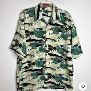 Super Cool Men’s Hawaiian Print Shirt Button Down Short Sleeves  SZ Large